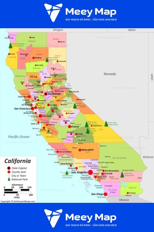 Bản đồ bang California của Hoa Kỳ