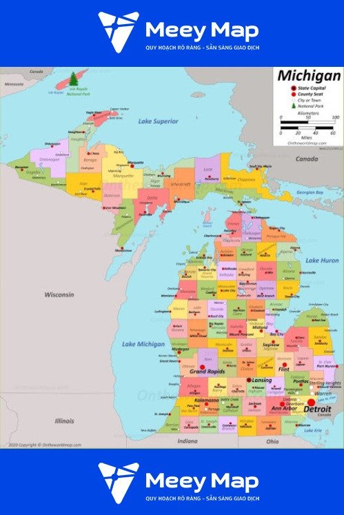 Bản đồ bang Michigan của Hoa Kỳ