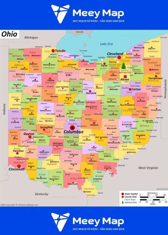 Bản đồ bang Ohio của Hoa Kỳ