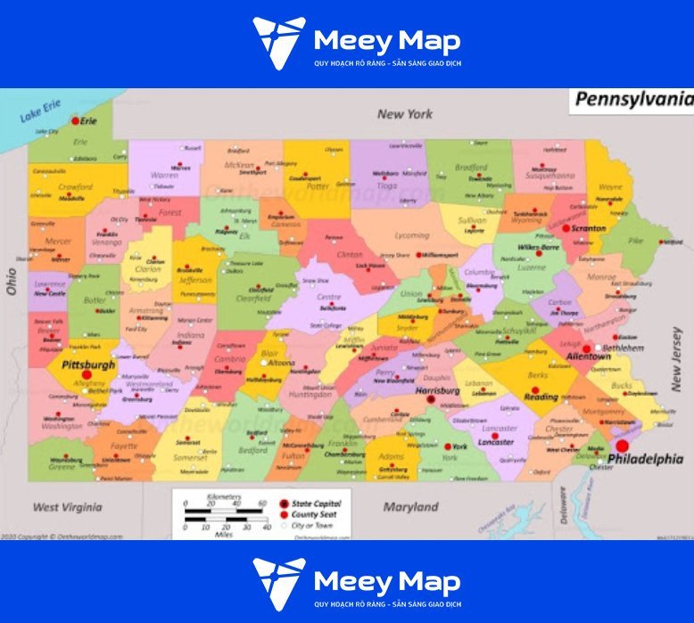Bản đồ bang Pennsylvania của Hoa Kỳ
