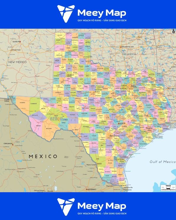 Bản đồ bang Texas của Hoa Kỳ