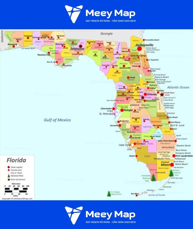 Bản đồ tiểu bang Florida của Hoa Kỳ