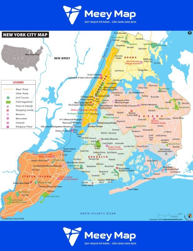 Bản đồ tiểu bang New York của Hoa Kỳ