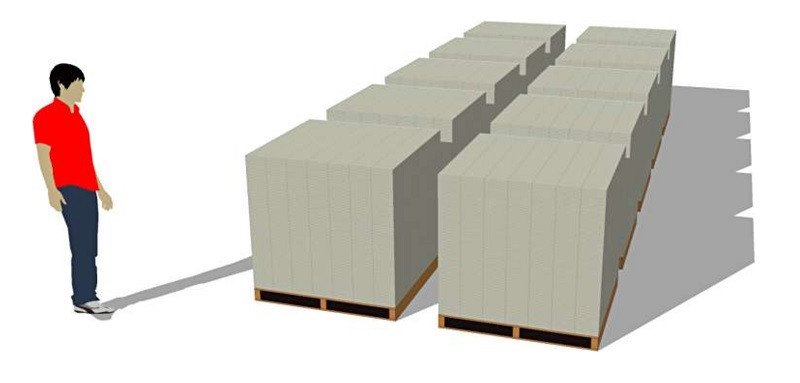 Một người đứng cạnh khối tiền 1 tỷ USD (10 pallet), so sánh kích thước để dễ dàng hình dung 1000 tỷ USD bằng bao nhiêu tiền Việt Nam.