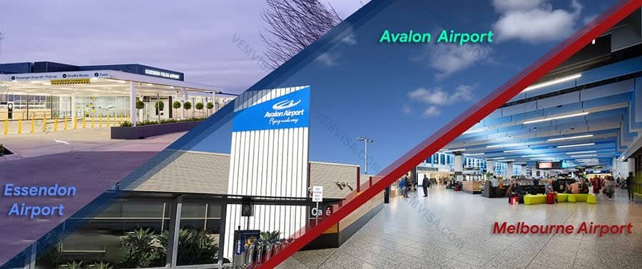 Sơ đồ vị trí các sân bay quan trọng của Melbourne