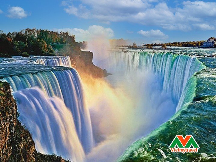 Thác Niagara hùng vĩ với dòng nước đổ trắng xóa, một kỳ quan thiên nhiên khi du lịch nước Mỹ