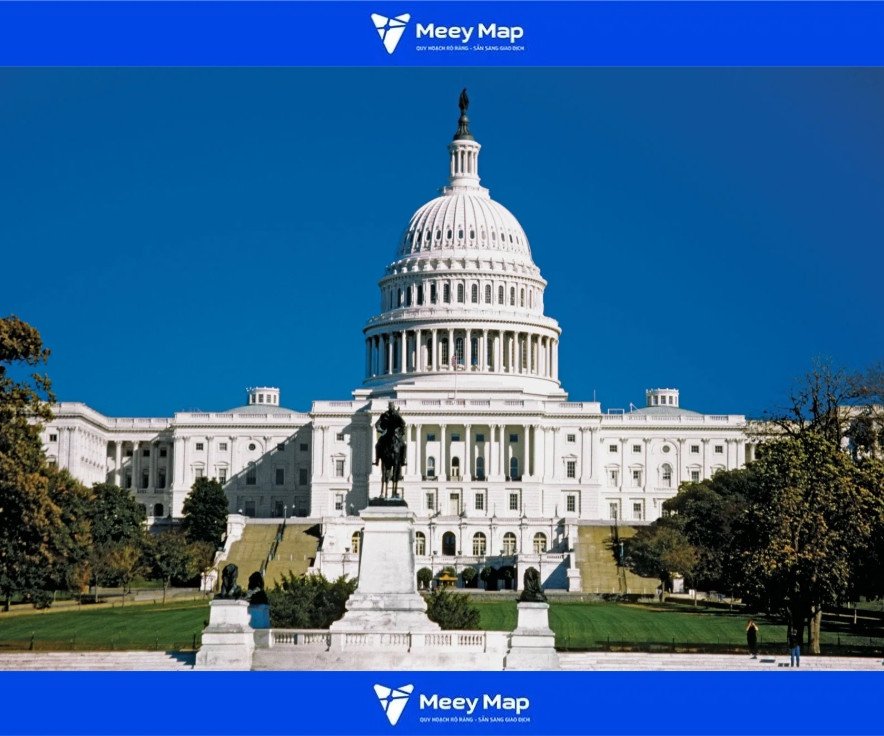 Washington D.C., thủ đô của Hoa Kỳ trên bản đồ hành chính nước Mỹ