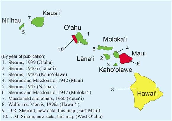 Diện tích của các đảo chính thuộc quần đảo Hawaii