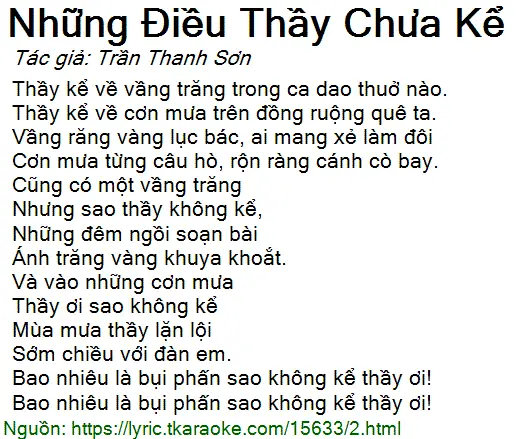 Bài Hát "những Điều Thầy Chưa Kể": Bài Ca Tặng Thầy Cô Nhân Dịp 20/11