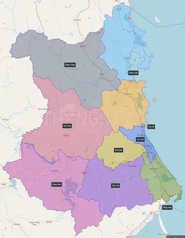 Các Đơn Vị Hành Chính Trực Thuộc Trên Bản Đồ Phú Yên
