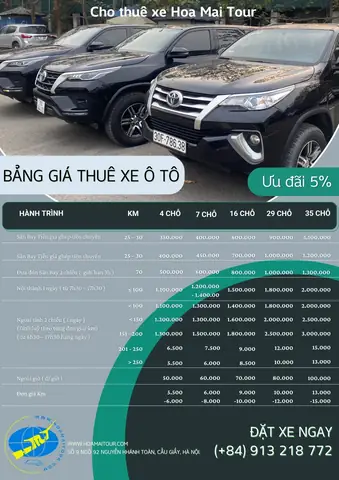 Bảng Giá Thuê Xe Ô Tô - Thuê Xe Hoa Mai Bảng Giá Thuê Xe Ô Tô - Thuê Xe Hoa Mai