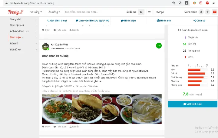 Đánh Giá Của Thực Khách Khi Đến Quán Bánh Canh Ruộng Ở Cầu Thuận Phước