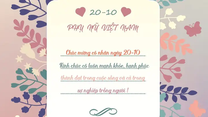 Mẫu Thiệp Chúc Mừng 20/10 Tặng Cô Giáo