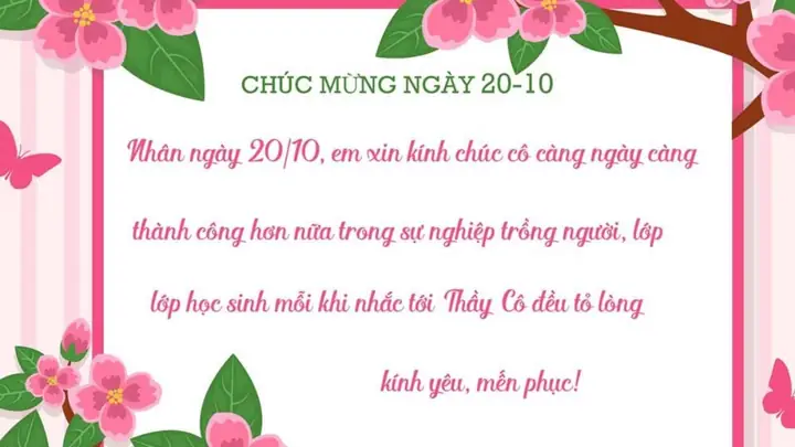 Mẫu Thiệp Chúc Mừng 20/10 Tặng Cô Giáo