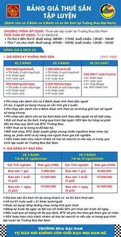 Bảng Giá Đua Xe Đại Nam