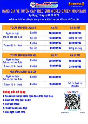 Bảng Giá Cáp Treo Tuyến Lên Đỉnh Núi Bà Đen Mới Nhất 2021