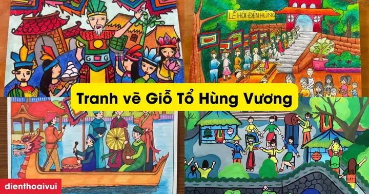 Tranh Vẽ Giỗ Tổ Hùng Vương 2025 Đơn Giản, Đẹp Nhất