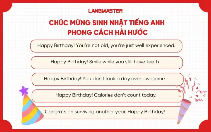 Chúc Mừng Sinh Nhật Tiếng Anh Phong Cách Hài Hước