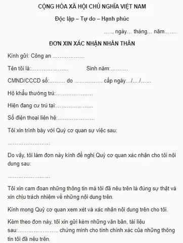 Mẫu Giấy Xác Nhận Nhân Thân Mới Nhất Và Cách Ghi