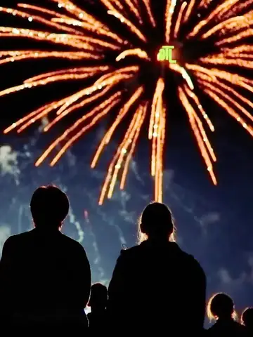 Fireworks Bursting In The Night Sky As A Crowd Watches, Symbolizing The Excitement Of Things To Do Near Me Today, Including Concerts, Festivals, Comedy Shows, And Local Events In The Us And Uk.