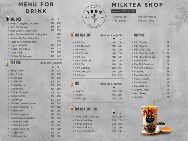 Trà Sữa 1989 Menu: Giá, Địa Chỉ Và Phân Tích Thực Đơn Toàn Diện Trà Sữa 1989 Menu: Giá, Địa Chỉ Và Phân Tích Thực Đơn Toàn Diện