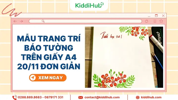 Mẫu Trang Trí Báo Tường Trên Giấy A4 20/11 Đơn Giản