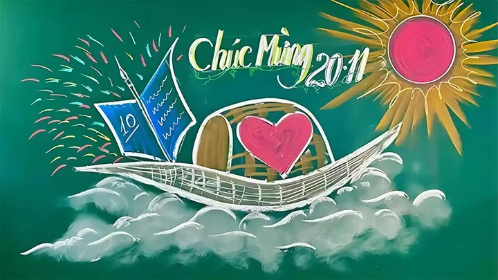 Mẫu Trang Trí Bảng 20/11 Sử Dụng Phấn