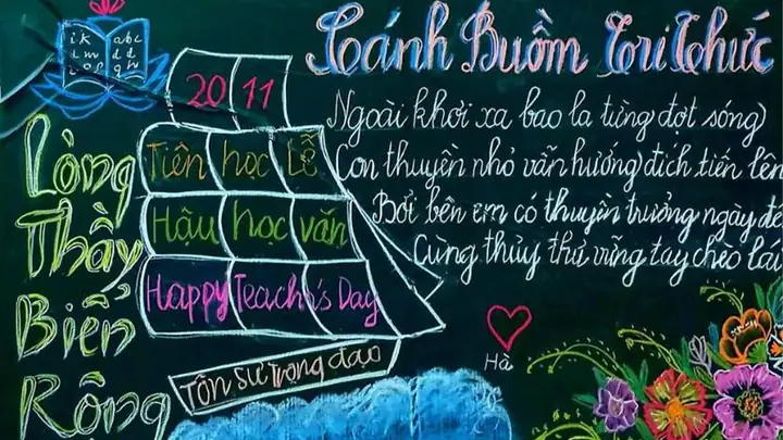Mẫu Trang Trí Bảng 20/11 Sử Dụng Phấn
