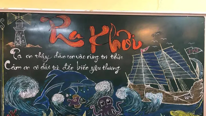 Mẫu Trang Trí Bảng 20/11 Theo Chủ Đề “vượt Sóng”