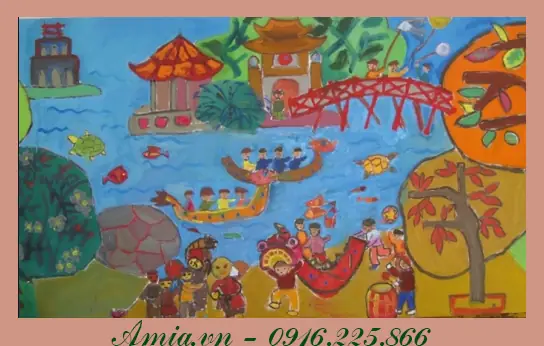 Tranh Vẽ Phố Cổ Hà Nội Của Học Sinh Với Những Hình Ảnh Hồn Nhiên, Thơ Ngây Nhưng Vô Cùng Ấn Tượng