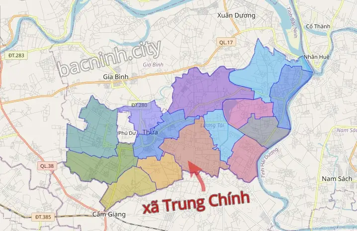 Cụ Thể, Phạm Vi Ranh Giới Xã Trung Chính Như Sau: