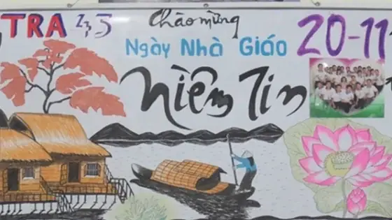 Hình Ảnh Cho Vẽ Báo Tường 20/11 Người Lái Đò: