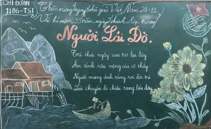 Hình Ảnh Cho Vẽ Báo Tường 20/11 Người Lái Đò: