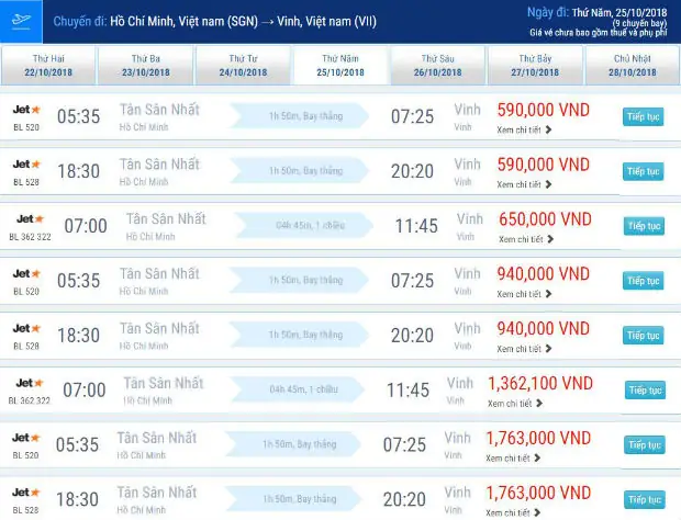Giá Vé Máy Bay Vinh Đi Sài Gòn Tháng 10/2018 Hãng Jetstartừ 590,000 Vnđ