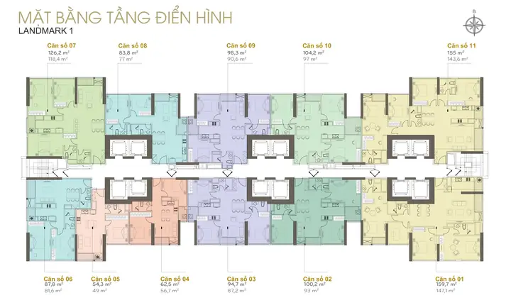 Mặt Bằng Landmark 1 Vinhomes Central Park Mặt Bằng Tầng