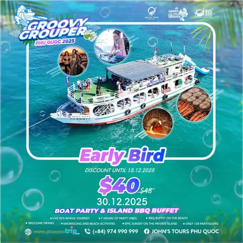 Groovy Grouper Phu Quoc 2025: The Ultimate Boat & Island Party, Grab Your Early Bird Tickets Now!