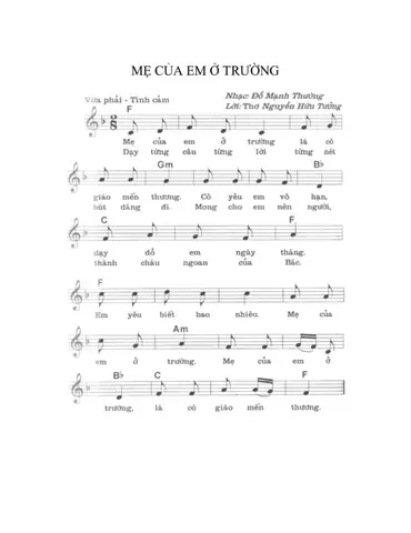 Bài Hát: Mẹ Của Em Ở Trường - Nhạc Và Lời: Đỗ Mạnh Thường | Mầm ... Bài Hát: Mẹ Của Em Ở Trường - Nhạc Và Lời: Đỗ Mạnh Thường | Mầm ...