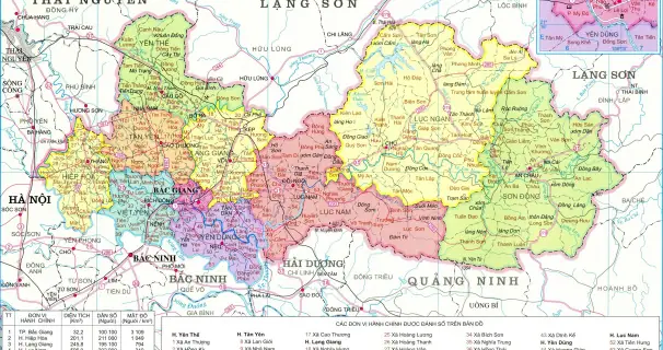 Cập Nhật Bản Đồ Hành Chính Mới Nhất Bắc Giang