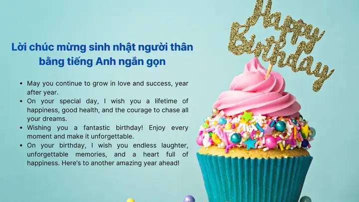 Lời Chúc Mừng Sinh Nhật Người Thân Bằng Tiếng Anh Ngắn Gọn