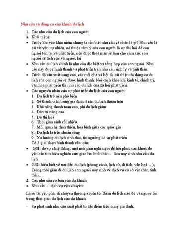 Nhu Cầu Và Động Cơ Của Khách Du Lịch | Pdf