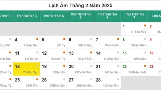 Lịch Âm 18/2/2025, Xem Âm Lịch Hôm Nay Thứ 3 Ngày 18/2/2025 Lịch Âm 18/2/2025, Xem Âm Lịch Hôm Nay Thứ 3 Ngày 18/2/2025