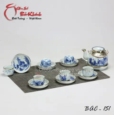Ấm Chén Men Lam Bát Tràng