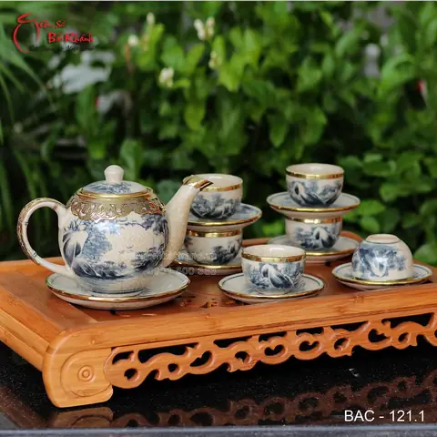 Ấm Chén Men Rạn Bọc Đồng