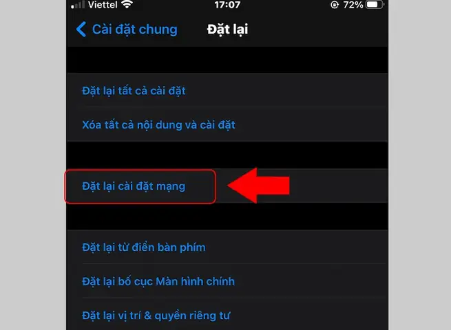 Đặt Lại Cài Đặt Mạng