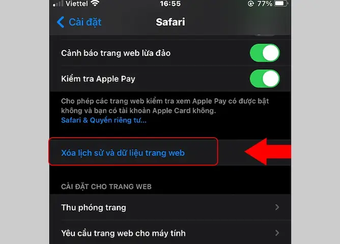 Xóa Bớt Dữ Liệu Và Cache Safari