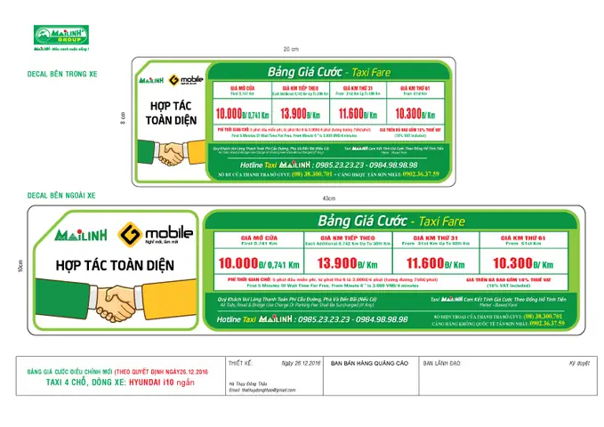 Giá Cước Taxi 4 Chỗ Mai Linh Cập Nhật Liên Tục