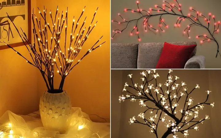 Kết Hợp Cành Cây Khô Với Dây Đèn Led Kết Hợp Cành Cây Khô Với Dây Đèn Led