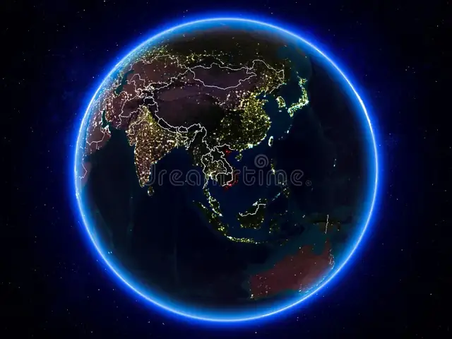 Vietnam On Earth From Space At Night Stock Illustration - Illustration ...