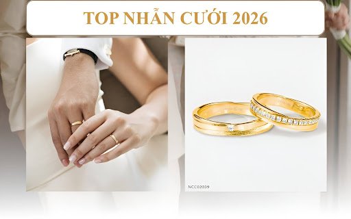 Top nhẫn cưới 2026 đẹp, hiện đại và nổi bật cho các cặp đôi
